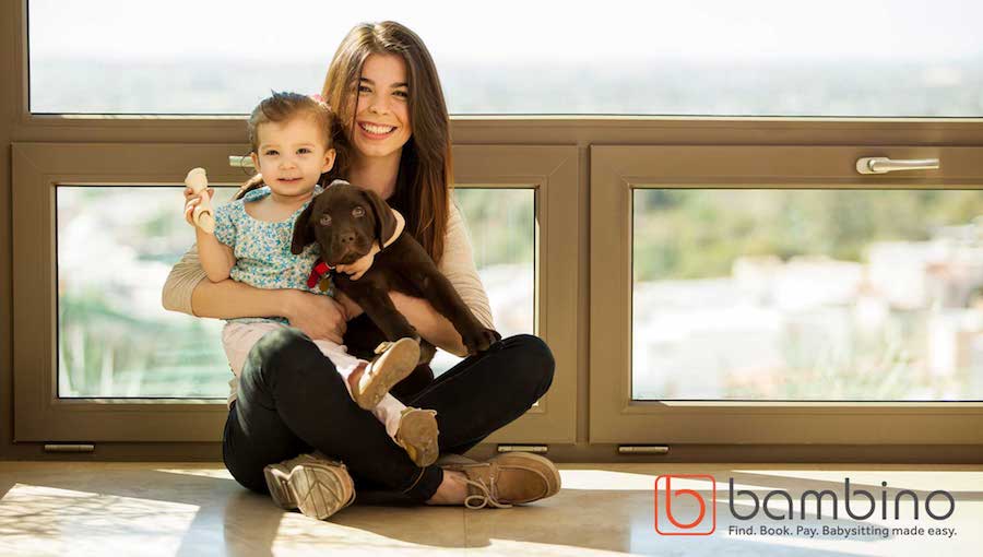 Happy family with a puppy